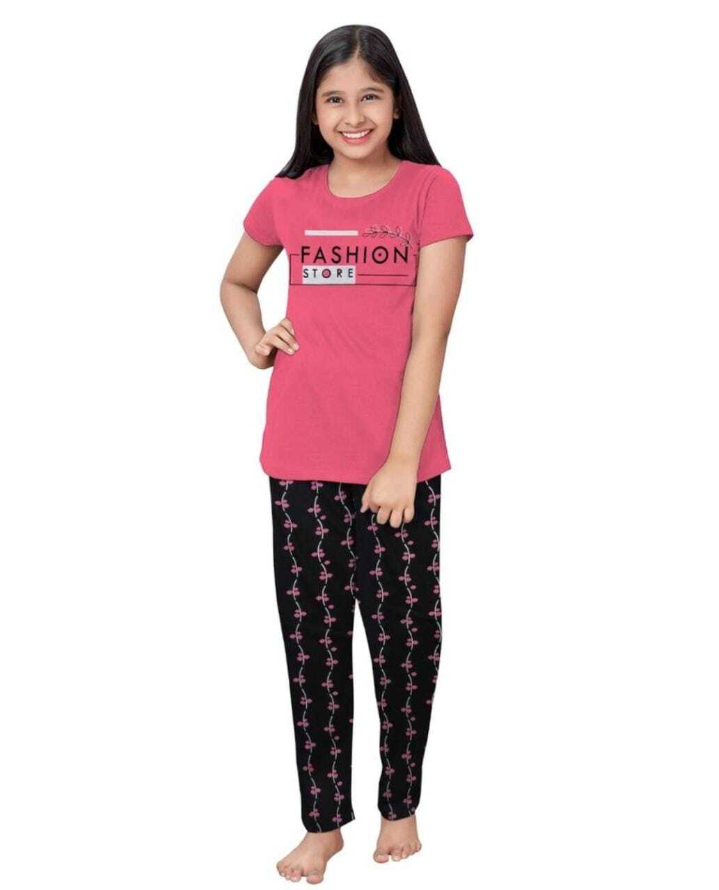Ladies Pyjama Set - Cotton Material, Regular Fit | Pink Floral Design, Short Sleeves, Available In Sizes S-xl