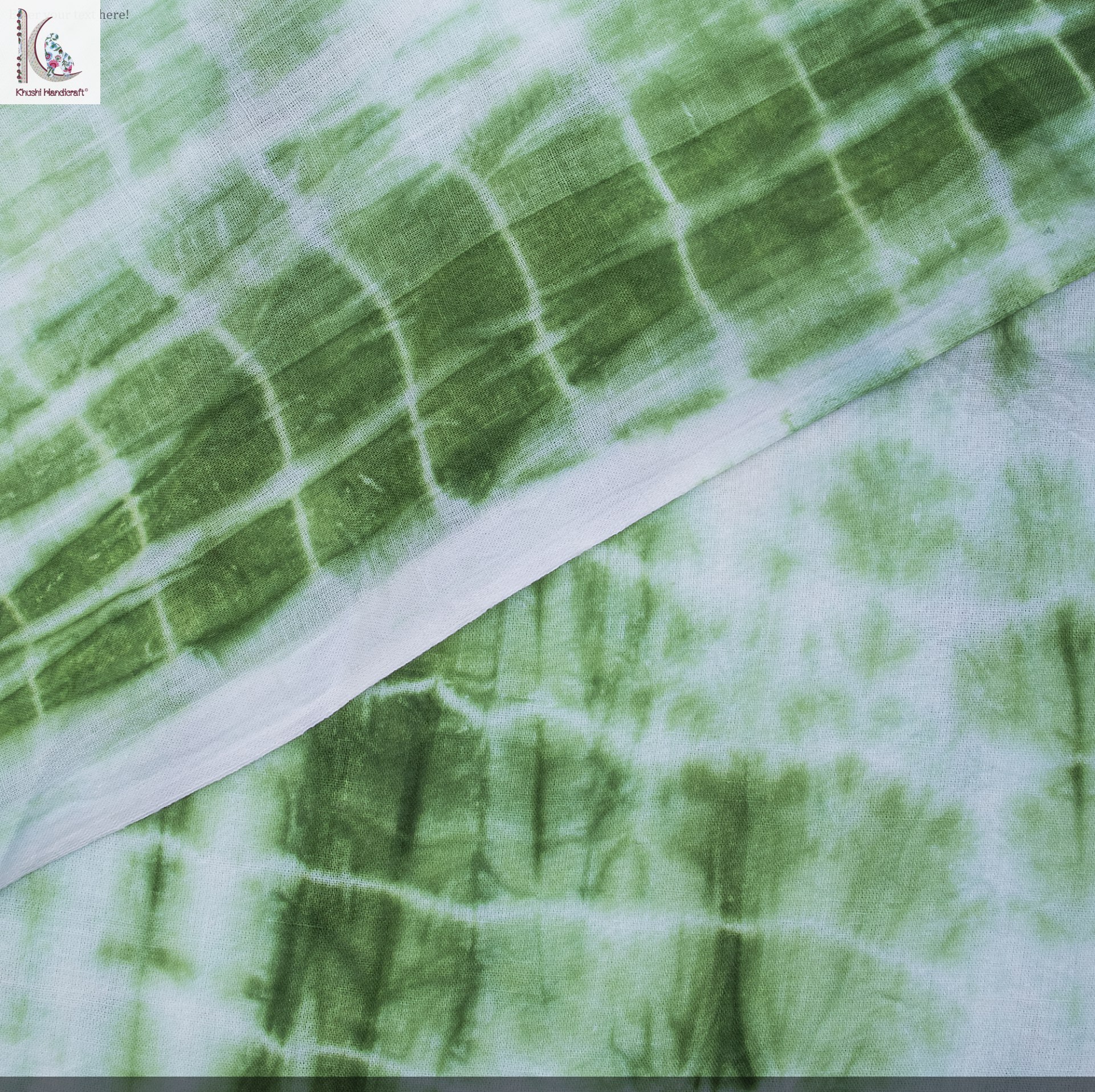 Khushi Handicraft - 100% Cotton Hand-tie Dyed Fabric | Leaf Green And White, Shrink-resistant, Casual Style For All Seasons