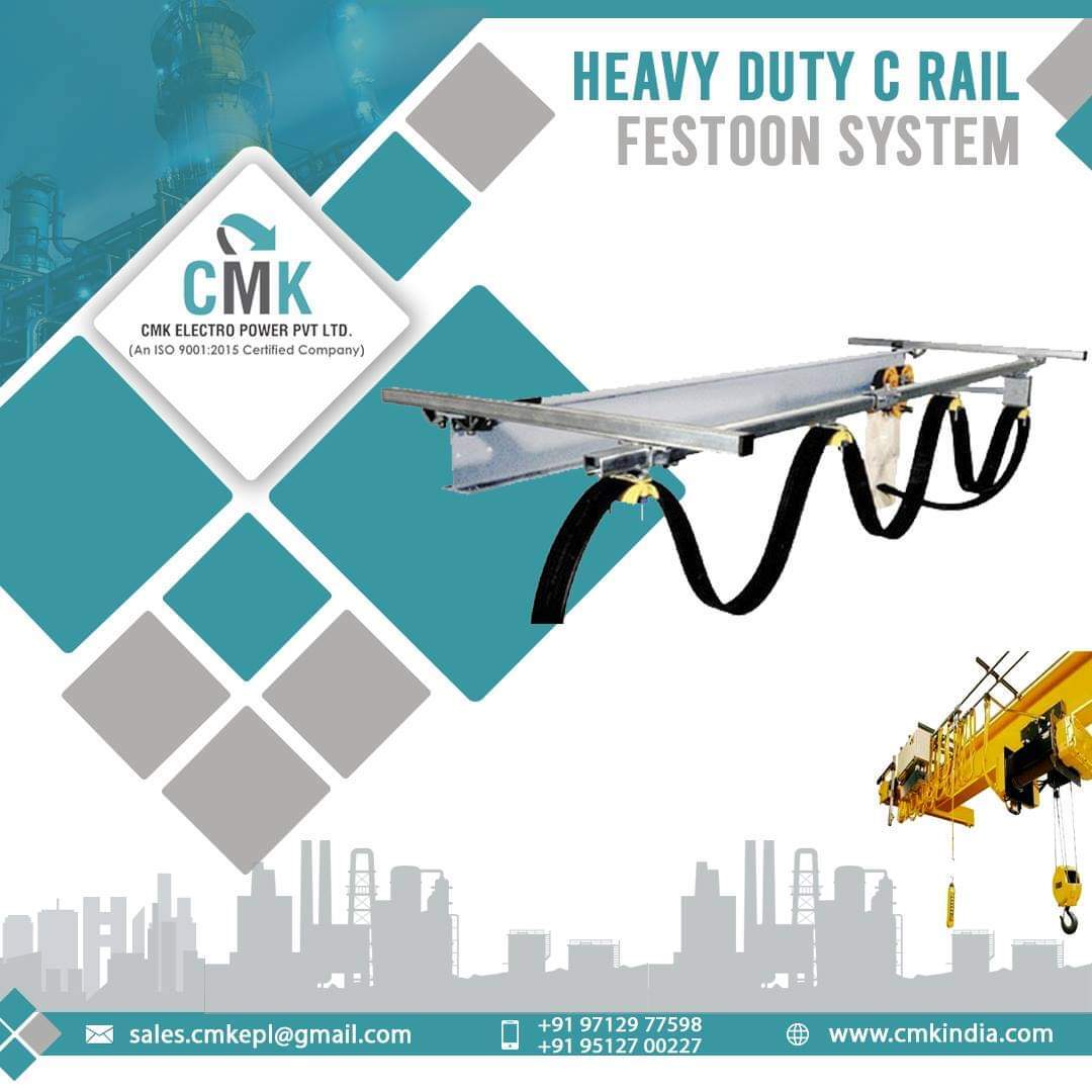 Heavy Festoon System - Steel, Variable Length | 100a Current Rating, 480v Voltage Rating, Robust Design, Corrosion Resistance