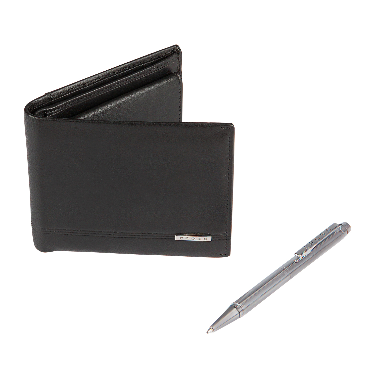 Cross Bi-fold Coin Wallet And Agenda Pen - Color: Black