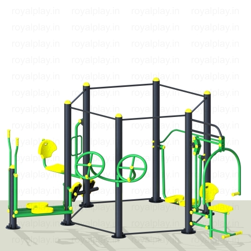 Outdoor Gym Rider - Weatherproof Body | 6.2ft X 8ft Safe Play Area, Adjustable Design With Durable Gi Pipes And Premium Rubber Handles