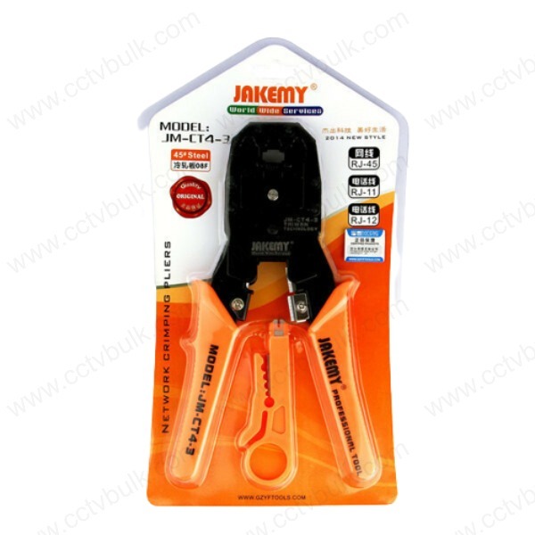 Rj45 Crimp Tool Jakemy Jm-ct4-3 Certified - Pp Plastic Handle, 7.75" Size, Cold Rolled Plate 08f Steel, Precision Blades, Oil Resistant, Anti-skid Grip