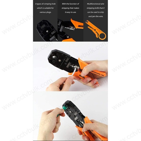 Rj45 Crimp Tool Jakemy Jm-ct4-3 Certified - Pp Plastic Handle, 7.75" Size, Cold Rolled Plate 08f Steel, Precision Blades, Oil Resistant, Anti-skid Grip