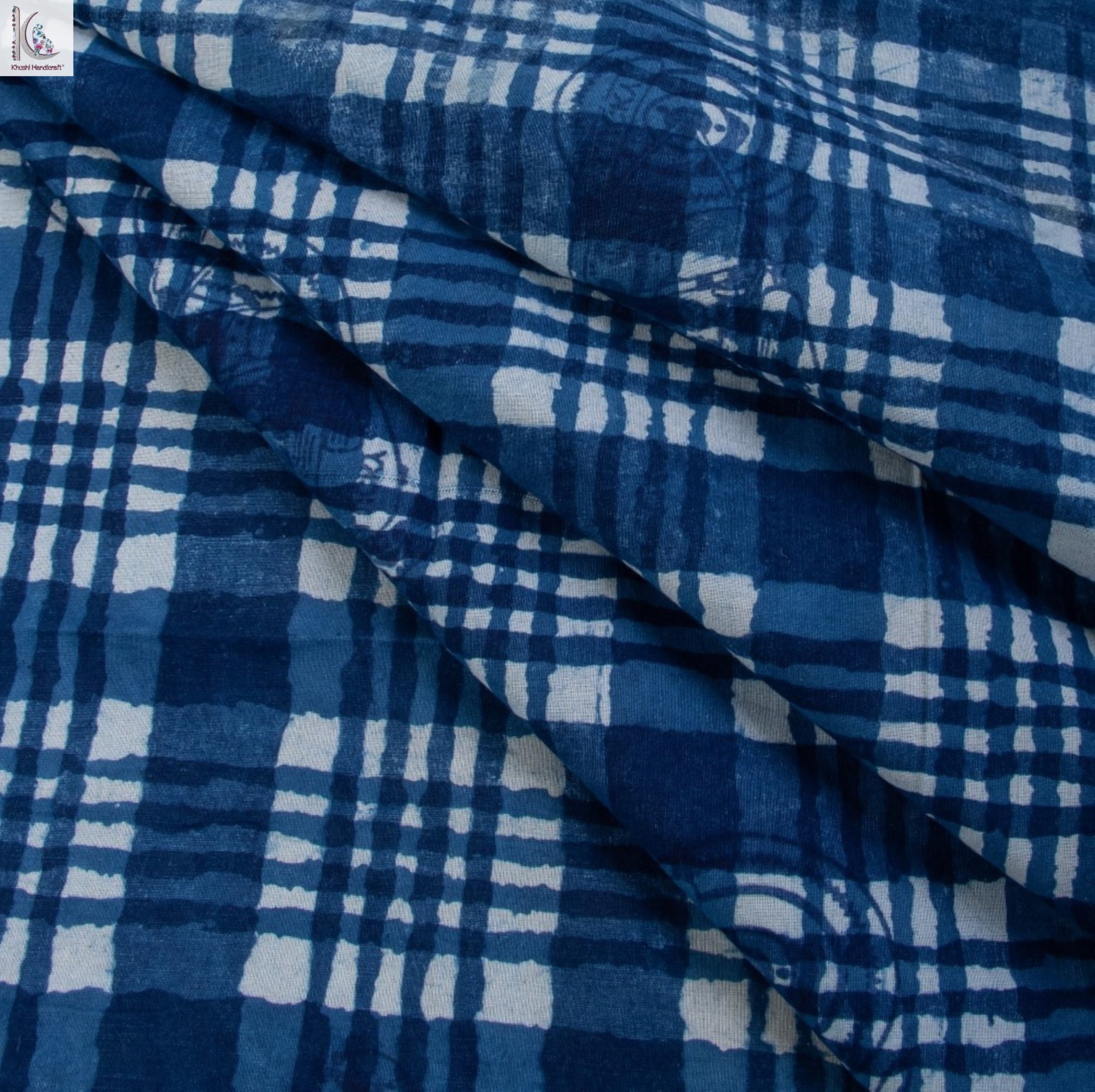 Cotton Indigo Square Design Hand Block Print Fabric - 100% Cotton, Light Weight, Blue | Casual Style, Shrink-resistant, Ideal For All Seasons