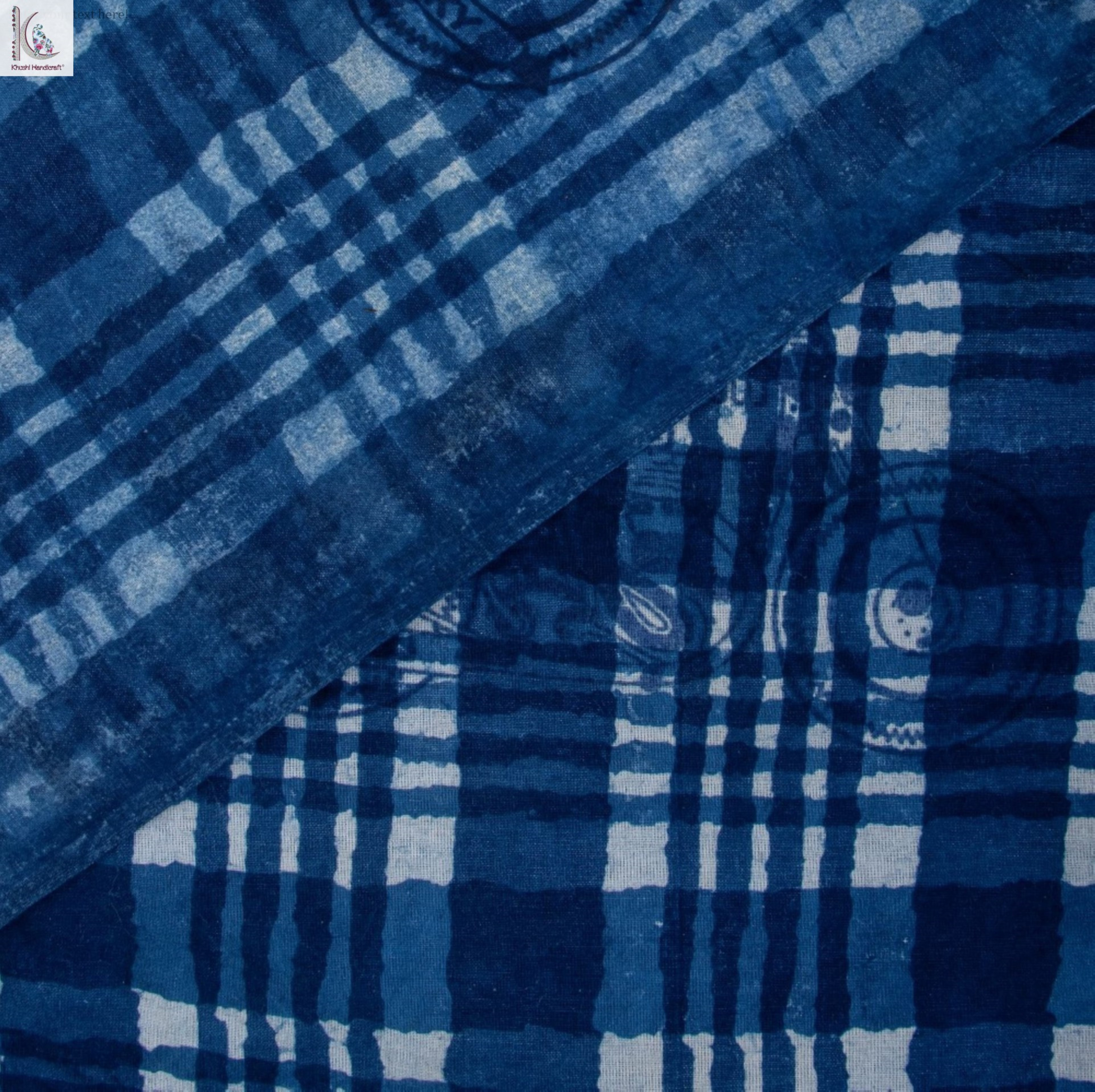 Cotton Indigo Square Design Hand Block Print Fabric - 100% Cotton, Light Weight, Blue | Casual Style, Shrink-resistant, Ideal For All Seasons