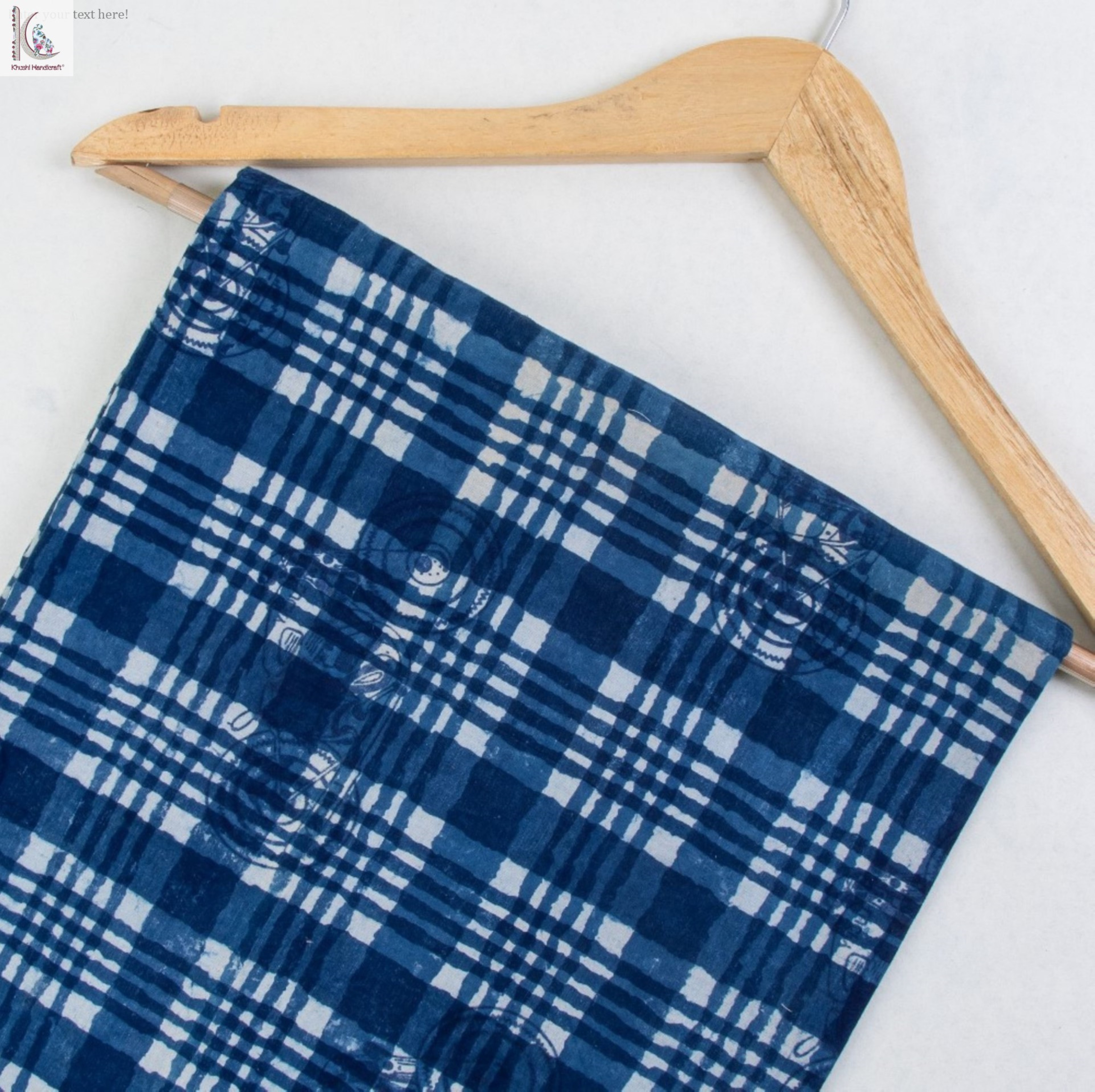 Cotton Indigo Square Design Hand Block Print Fabric - 100% Cotton, Light Weight, Blue | Casual Style, Shrink-resistant, Ideal For All Seasons