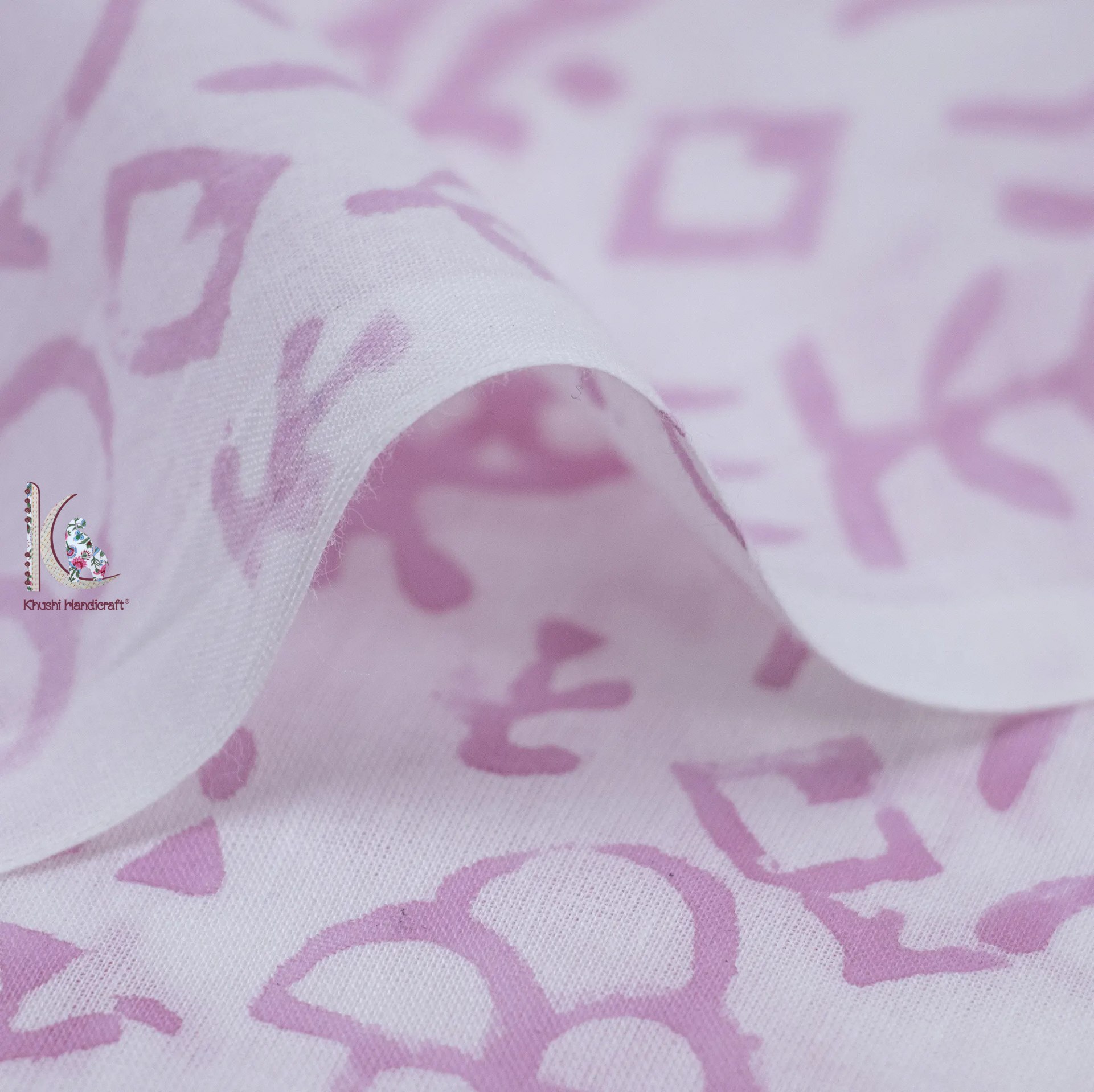 Beautiful Light Pink Color Block Print Fabric - Pure Cotton, 44 Inch | Light In Weight, Quick Dry, Washable, All Colors Available, Artistic Design