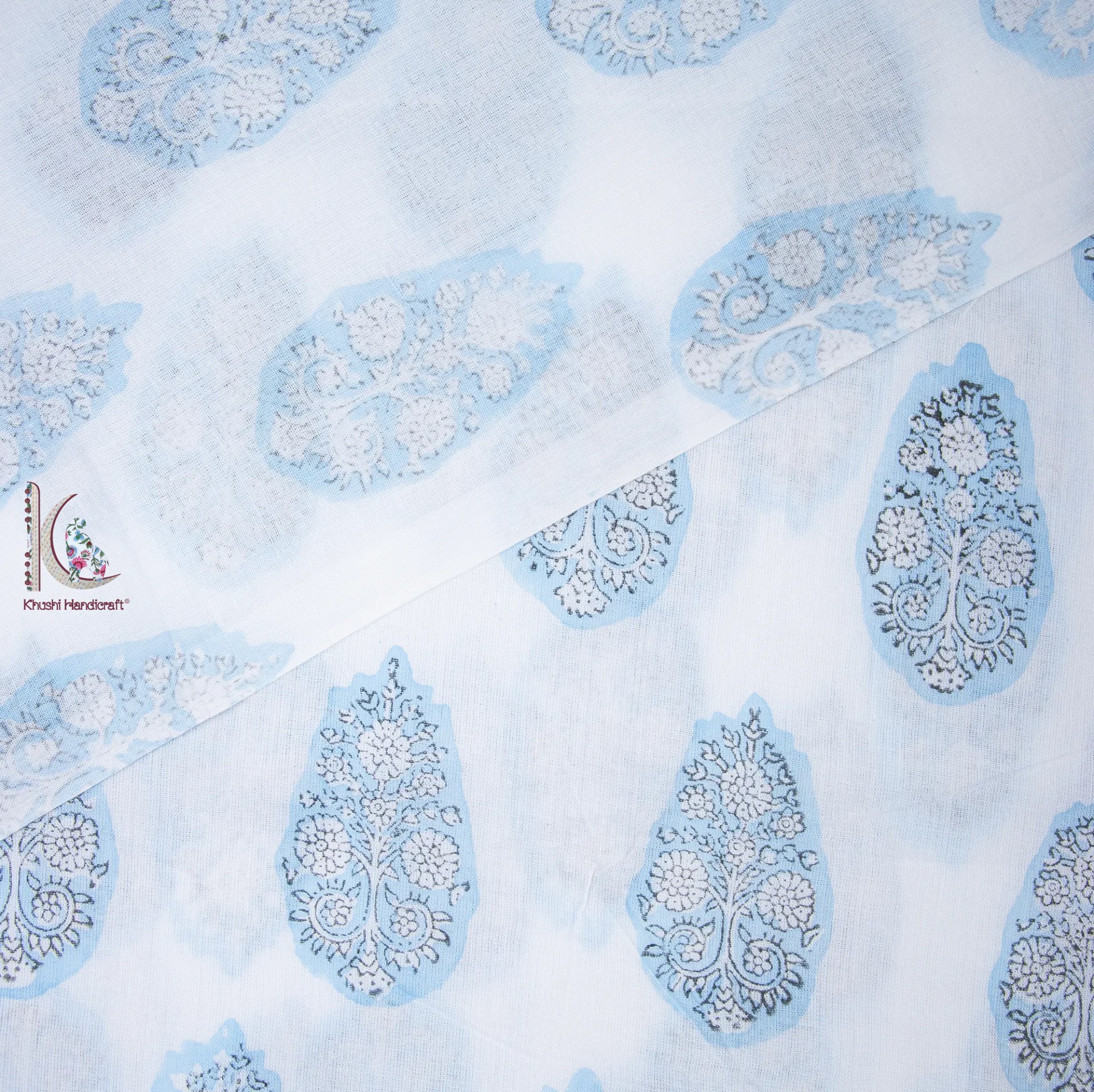 Jaipuri Block Print Soft Cotton Fabric - Pure Cotton, Unstitched, 44 Inch Width | Light In Weight, Quick Dry, Washable, Available In All Colors