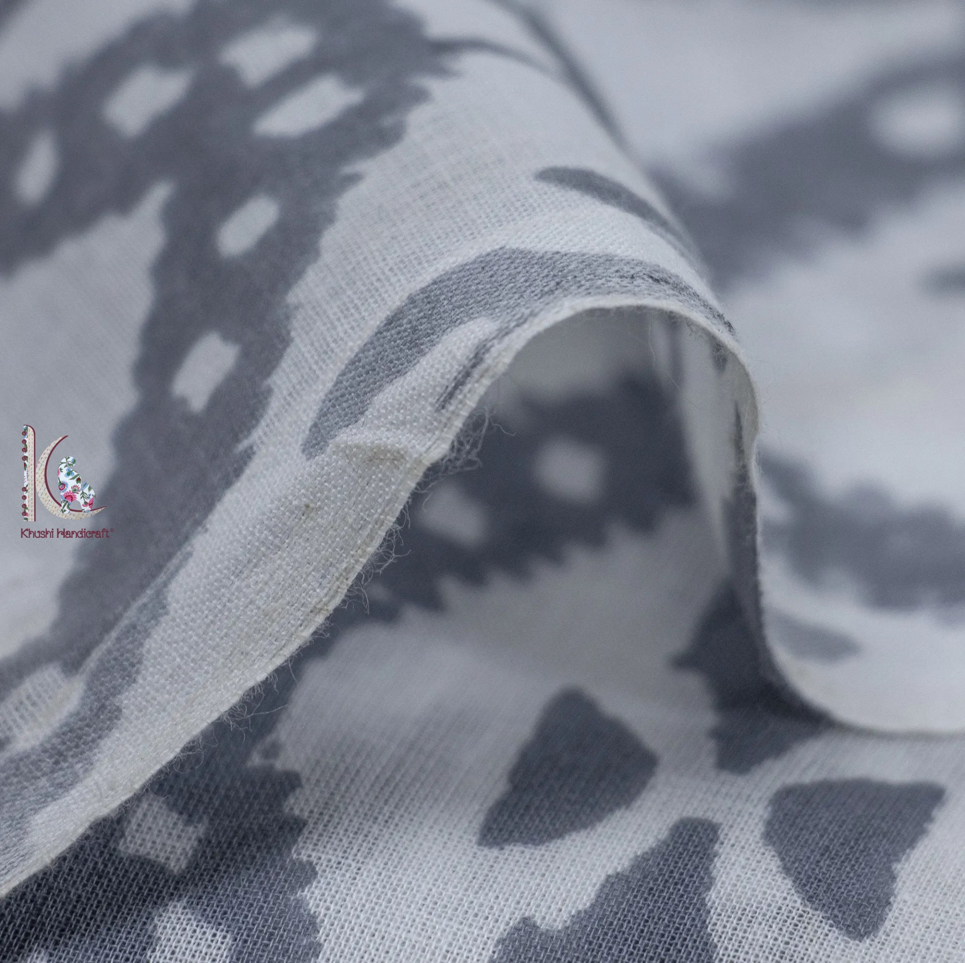 Beautiful Grey Color Block Print Fabric - Pure Cotton, Unstitched, 44 Inch Width | Light Weight, Quick Dry, Washable For Suits, Kids Wear, Bags