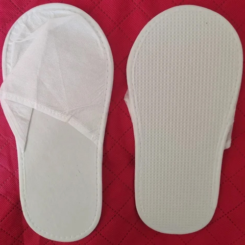 फैब्रिक नॉन वोवन यूनिसेक्स व्हाइट डिस्पोजेबल स्लिपर