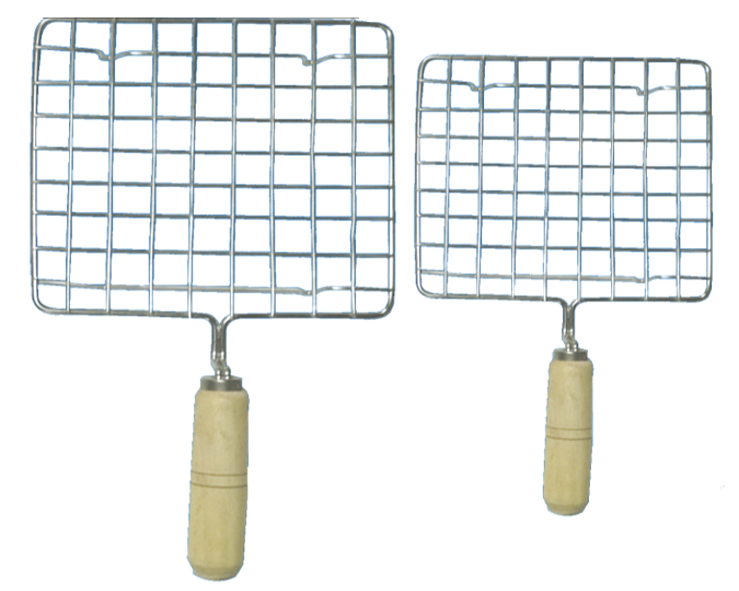 Stainless Steel Papad Roaster - Ss Material With Wooden Handle, Available In Square And Round Shapes | Heat-resistant, Rust-proof, Moisture-resistant