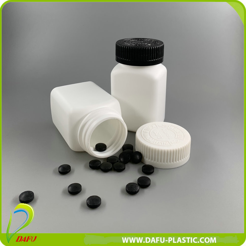 White Bottle Packaging 100ml Pe Plastic Vitamin Bottle With Child Proof Cap