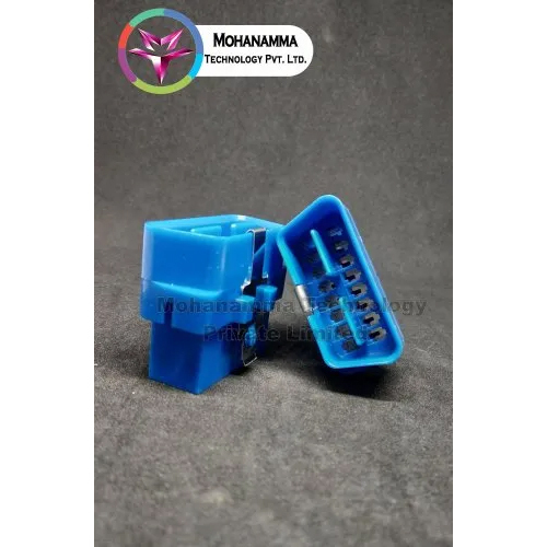 16 Pin OBD II Blue Connector - Plastic Material, Polished Surface Treatment, Bright Blue Color | Warranty Included for Enhanced Reliability