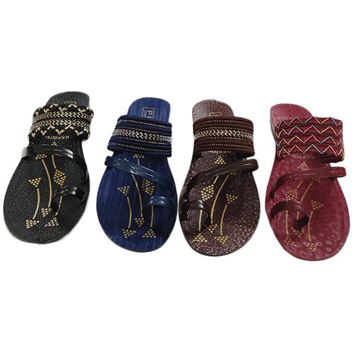 FANCY Ladies Slipper - Fabric & PU, 5x8 Size | Lace Closure, Colors Available, Flip Flop Style