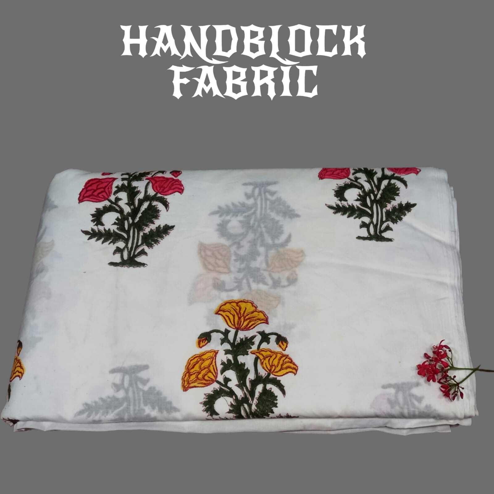 Hand Block Cotton Fabric - 60x60 Hand Block Design | 100% Cotton, Washable, Printed Pattern
