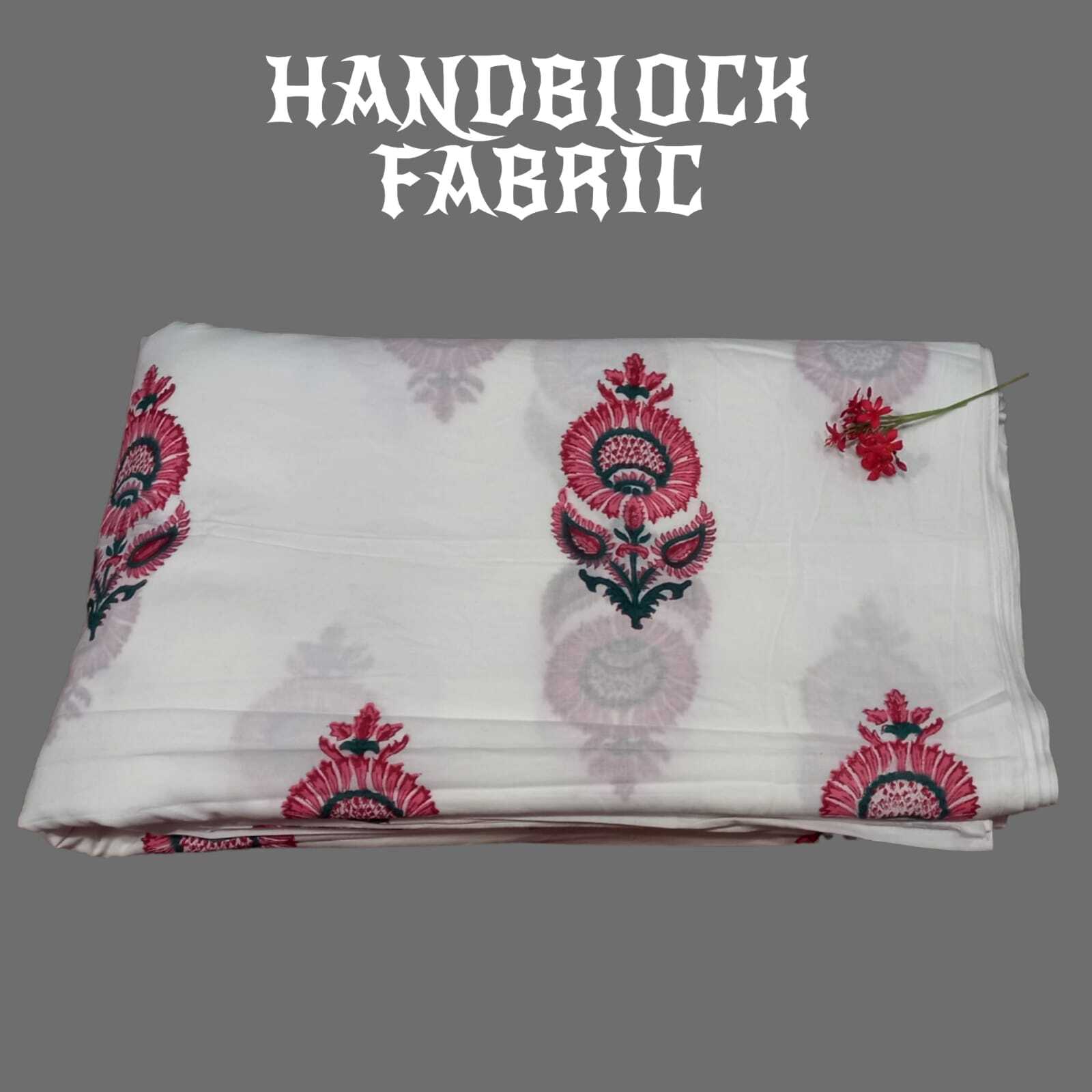 Hand Block Cotton Fabric - 60x60 Hand Block Design | 100% Cotton, Washable, Printed Pattern