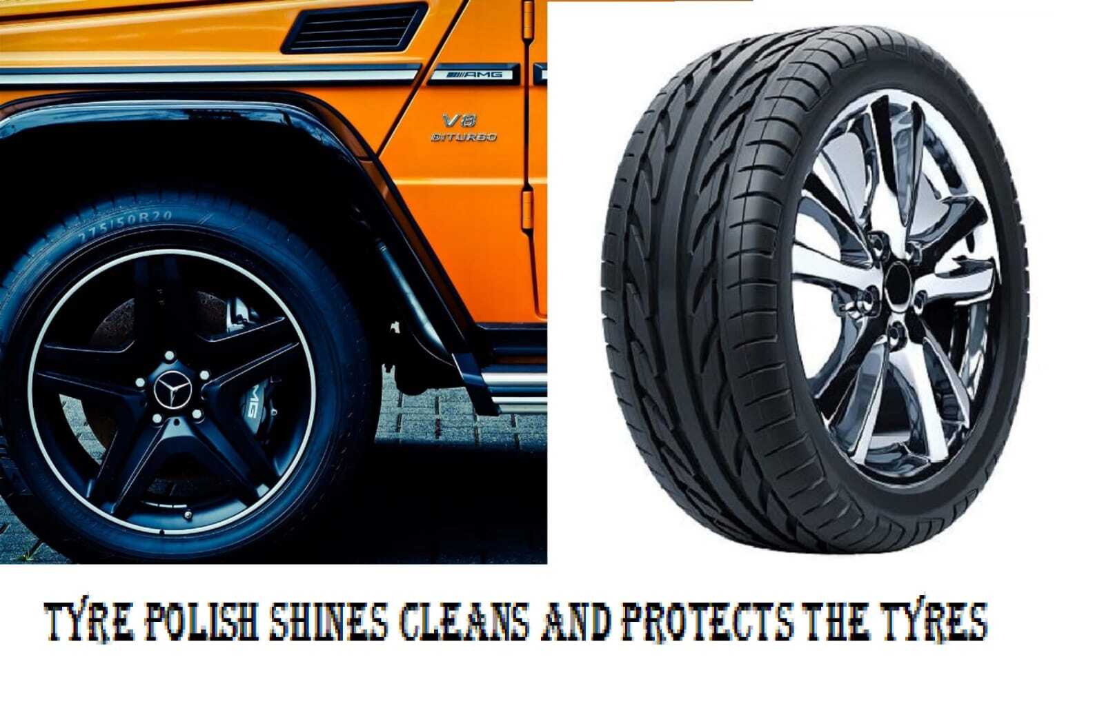 Tyre Polish - Liquid, 1 Litre Plastic Bottle, Blue | Cleans, Shines, And Protects Tyres With Superior Chemical Ingredients, Enhances Tyre Life