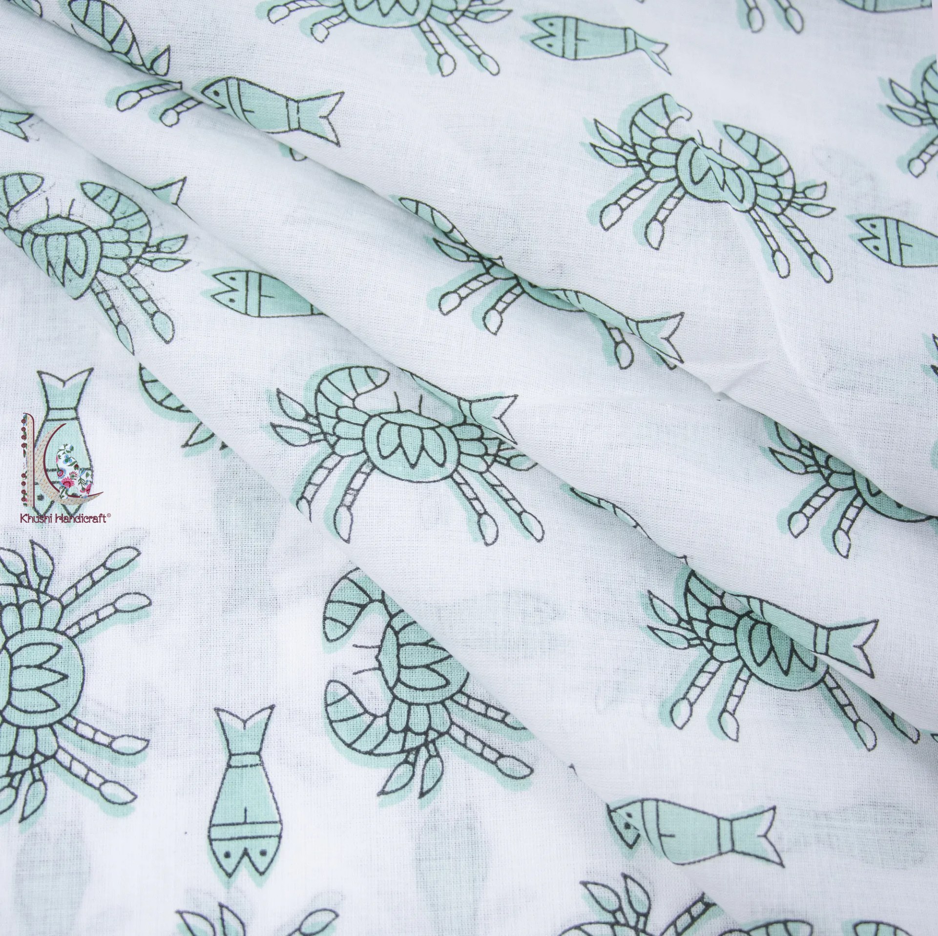 Beautiful Block Print Cotton Fabric - 44 Inch Width, Pure Cotton Material, Light Weight | Quick Dry, Washable, Ideal For Suits, Kids Wear, Bags