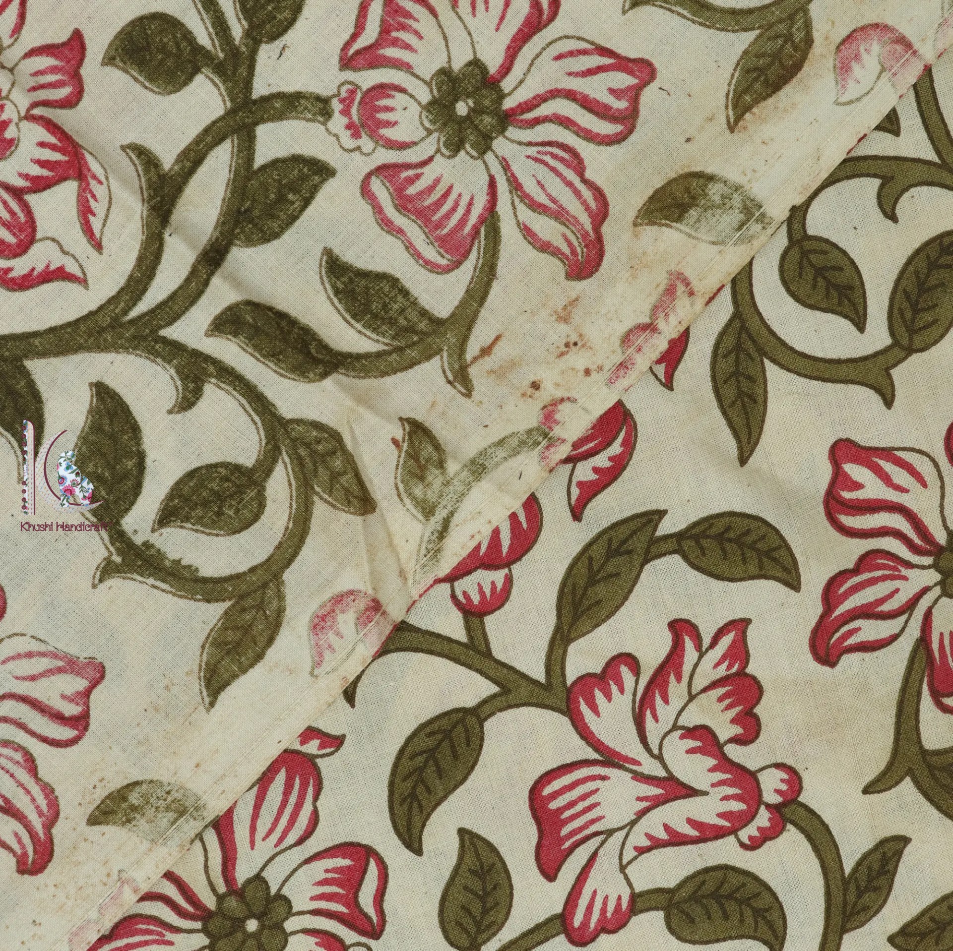 Floral Jaal Print Cotton Fabric - Pure Cotton Unstitched Width 44 Inch | Light Weight Quick Dry Washable Shiny Texture For Versatile Use