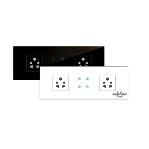 White & Black Touch 4 Switch 2 Socket Modular Size 8