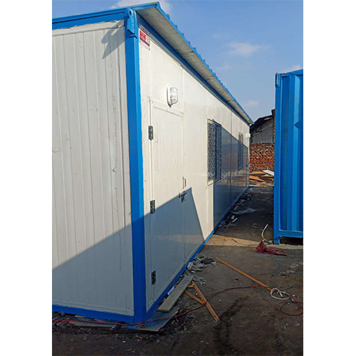 White & Blue Container Portable Office Cabin