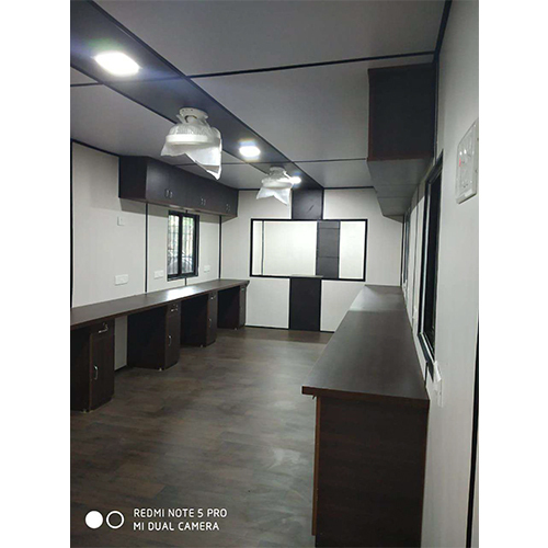 White & Blue Container Portable Office Cabin