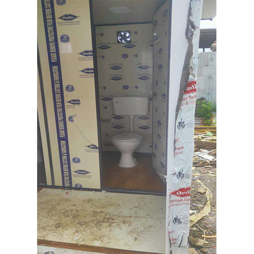 Ms Portable Security Cabin - Steel Container, Pvc Windows & Door | Wind Resistant, Sliding Window, White Color