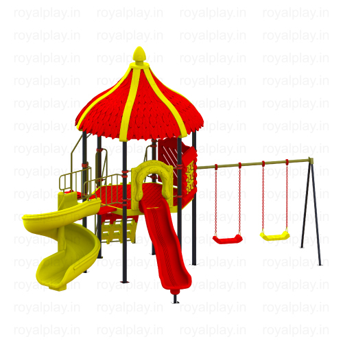 Deluxe Wave Slide - Gi Pipe With Heavy Duty Fiber | H-10ft X W-21in X L-20ft, Safe Play Area For 3-4 Children, Uv Stabilized Dual Color Design