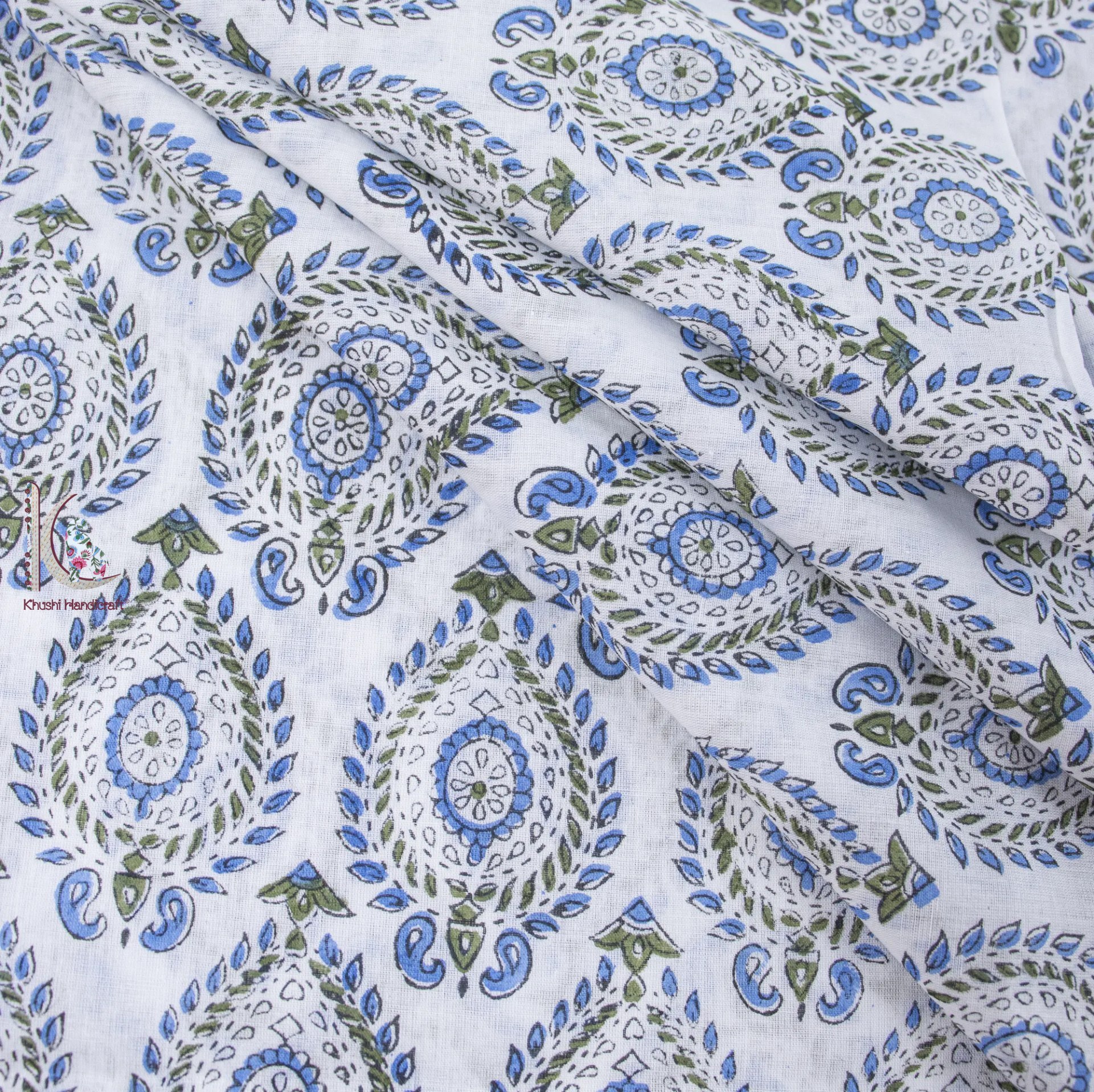Beautiful Hand Buta Block Printed Unstitched Fabric - Pure Cotton, 44 Inch Width | Light Weight, Washable, Quick Dry, Natural Vegetable Dye