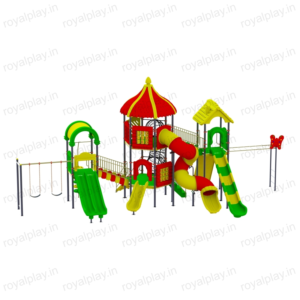 Children Outdoor Playground Equipment For Schools Four Unit Royal Maps 08 - Material: Roto