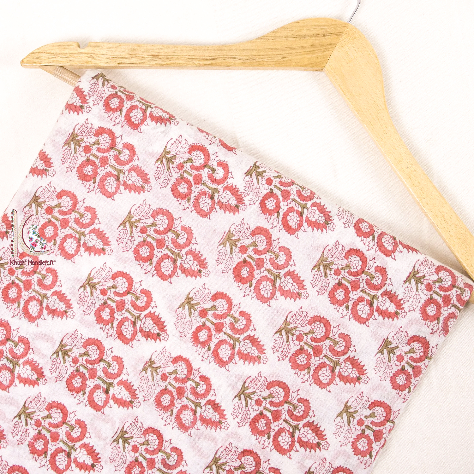 Red Cotton Printed Fabric - Pure Cotton, Unstitched, 44" Width | Hand Block Printed, Lightweight, Washable, Quick Dry, Available In All Colors