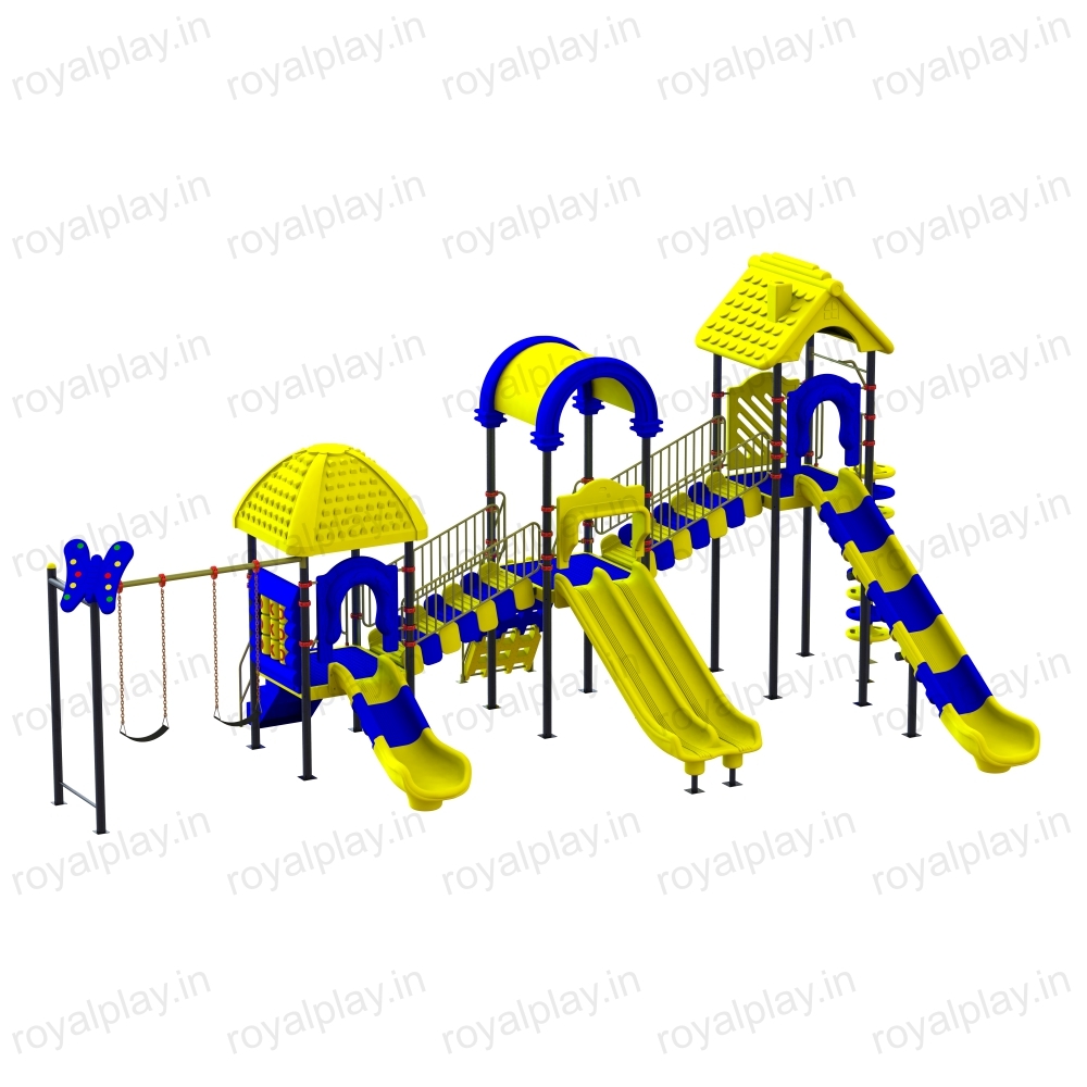 Children Multi Play Station With Tunnel Spiral Slide Duplex Three Unit Royal Maps 09 - Material: Roto