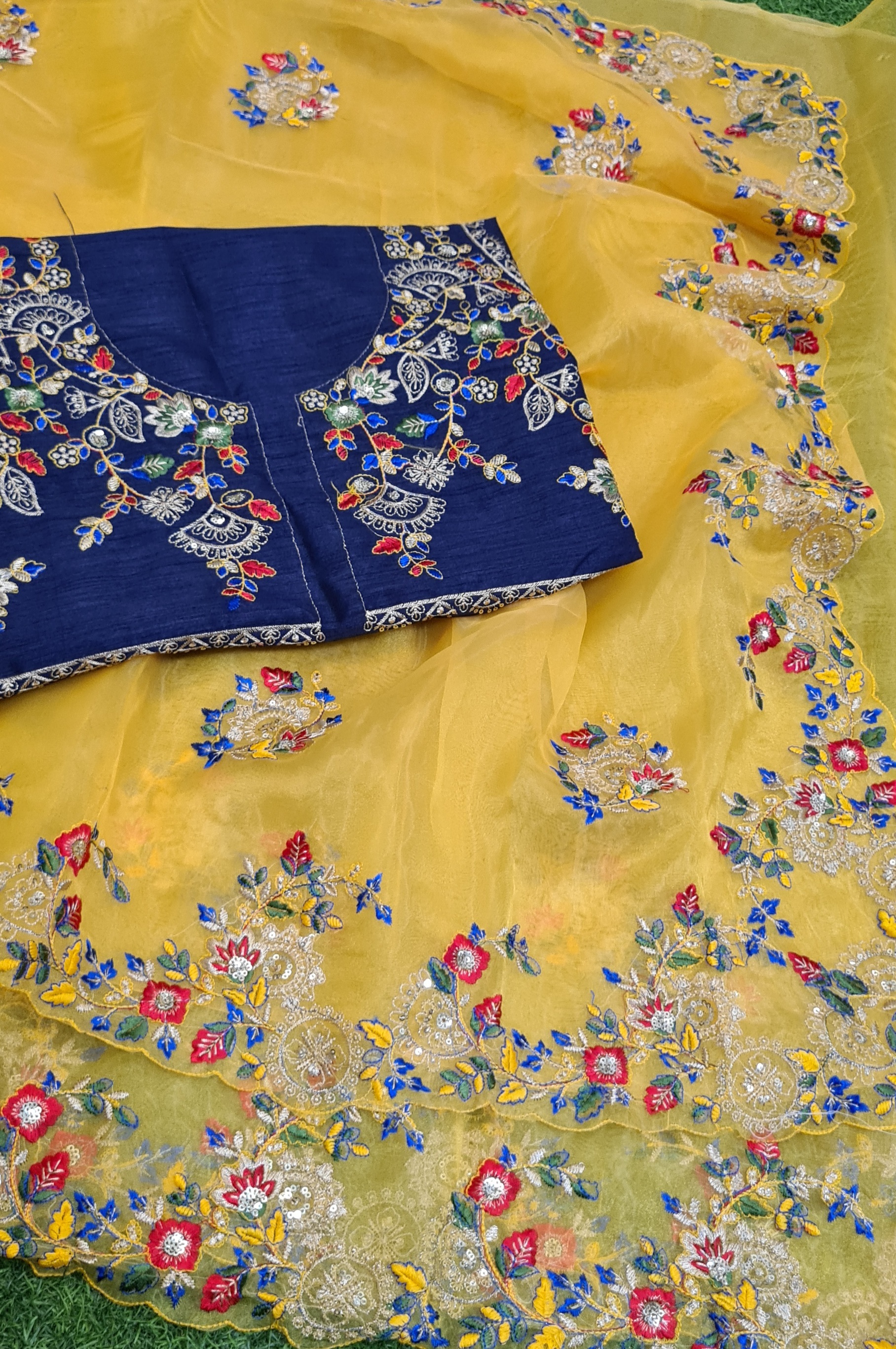 Bollywood Fancy Organza Sarees - Color: Yellow