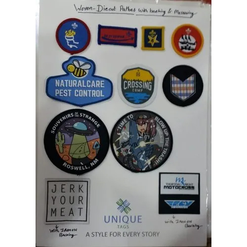 बहुरंगा बुना हुआ डाई कट लेबल