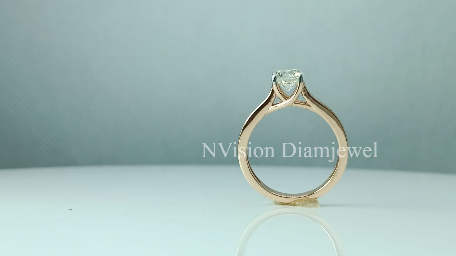 Rose Gold Natural Diamond Engagement Solitaire Ring - 0.90 Carat Vvs2 Clarity Round Brilliant Cut H Color