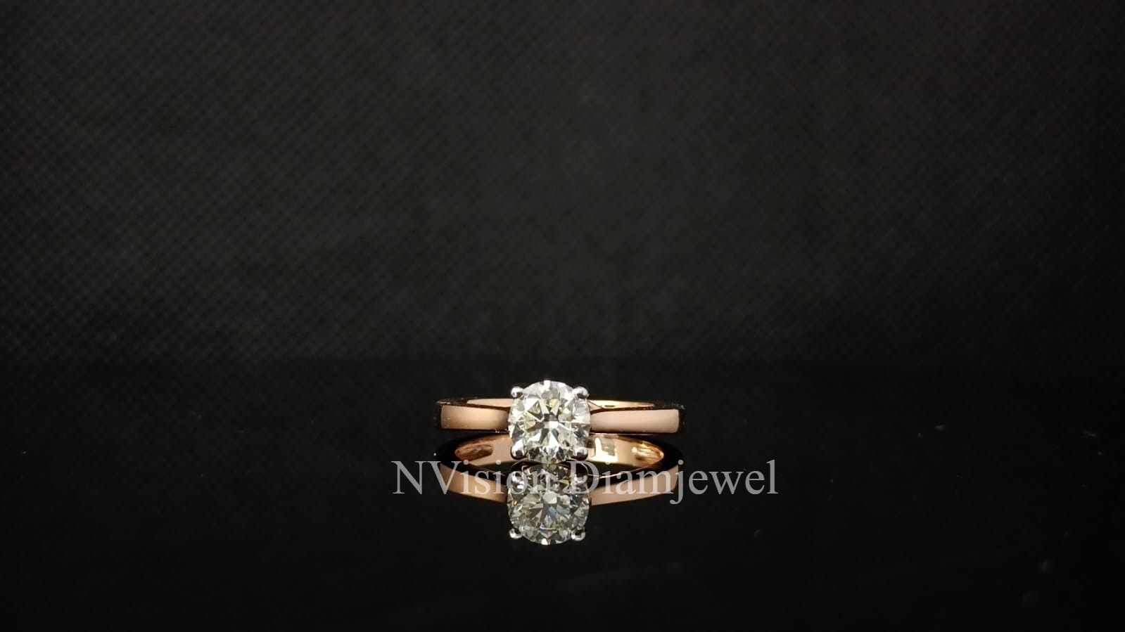 Rose Gold Natural Diamond Engagement Solitaire Ring - 0.90 Carat Vvs2 Clarity Round Brilliant Cut H Color