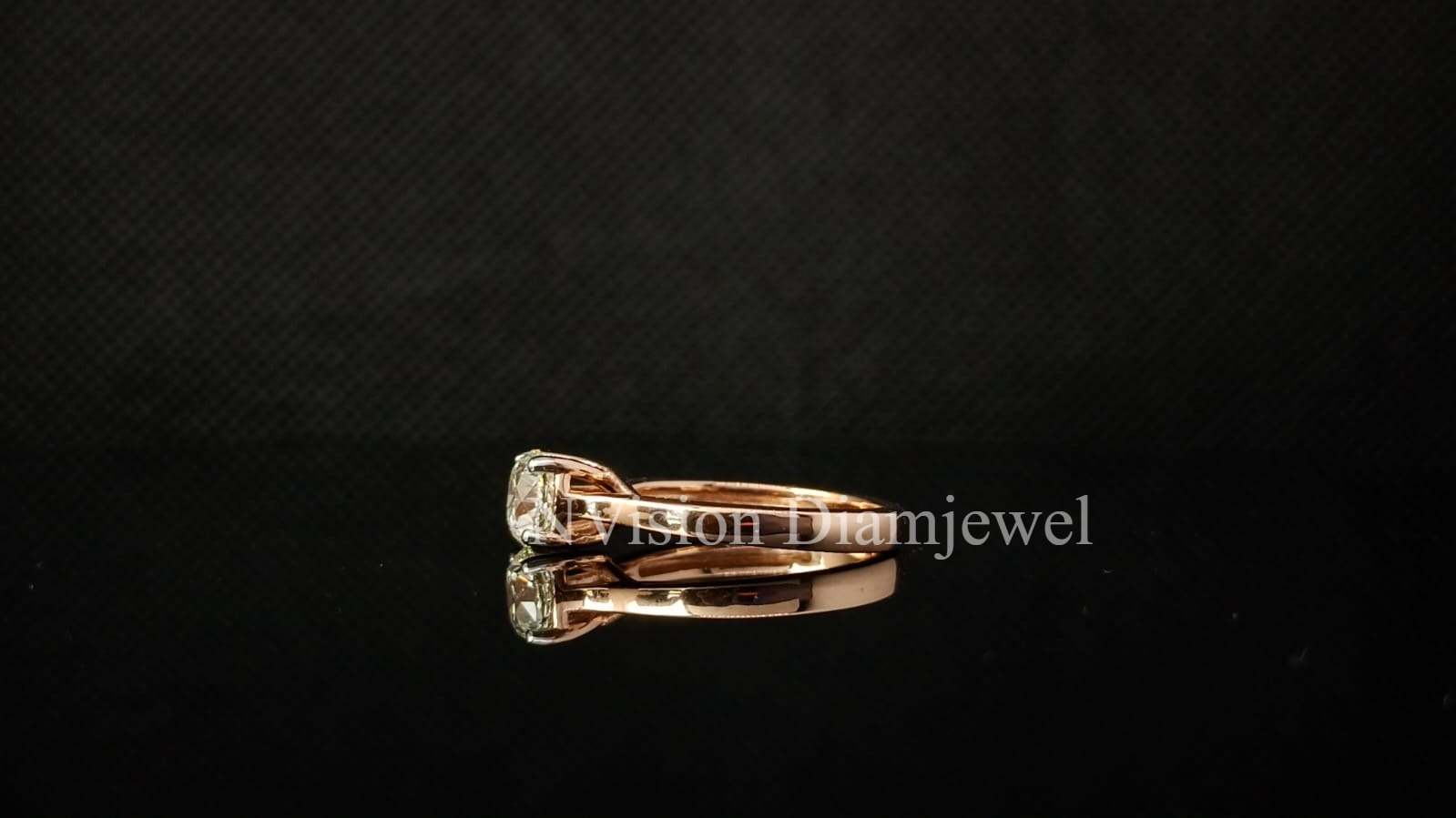 Rose Gold Natural Diamond Engagement Solitaire Ring - 0.90 Carat Vvs2 Clarity Round Brilliant Cut H Color