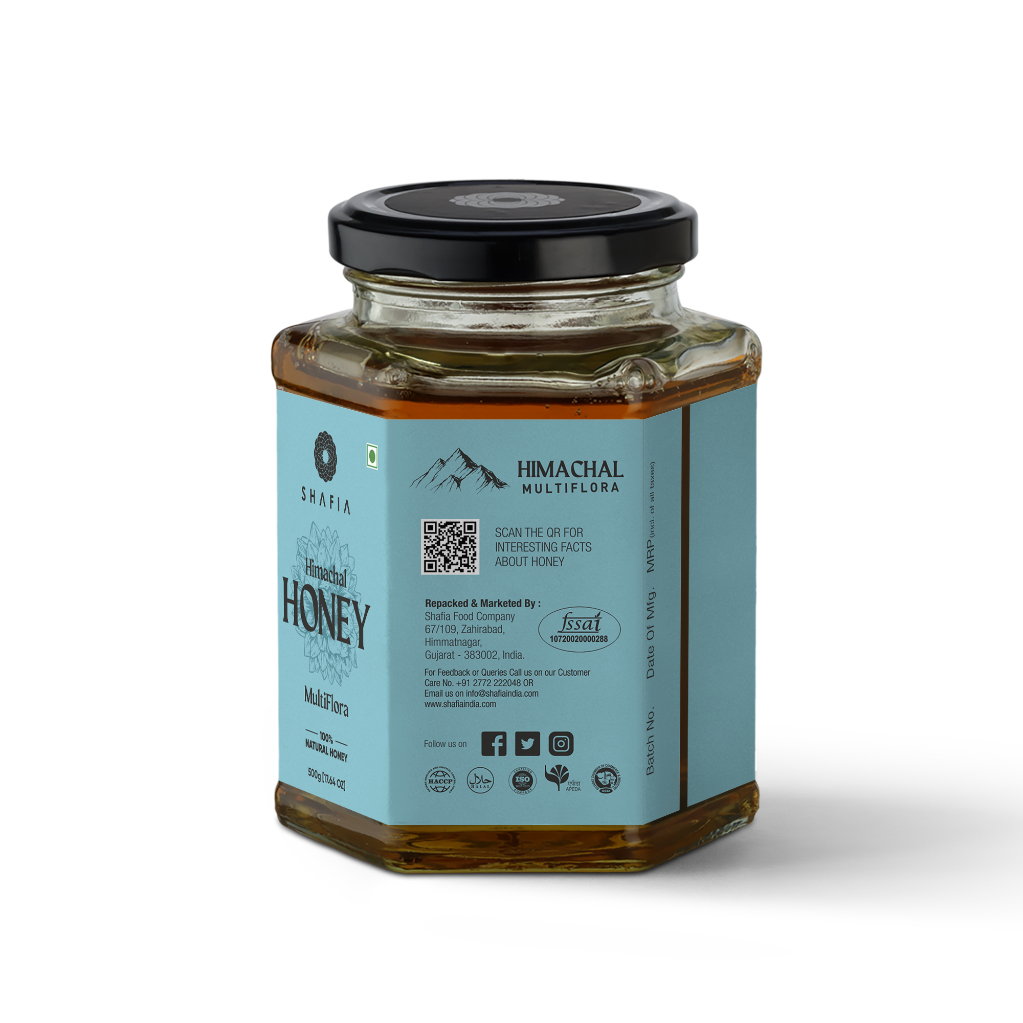 Himachal Multiflora Honey 500g - Moisture 19.80%, Shelf Life 18 Months | Raw Honey, Antioxidant Powerhouse, Cough Stopper, Skin Care Benefits