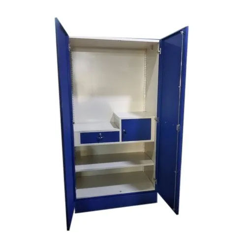 White And Blue Double Door Stainless Steel Almirah