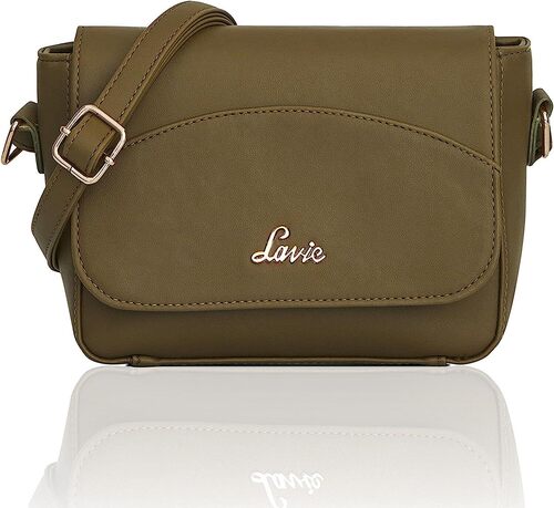 Imported Second Hand Used Ladies Purse - PU Leather, 15x10x5 cm, Olive Green | Multiple Compartments, Magnetic Clasp, Adjustable Strap, Versatile Use