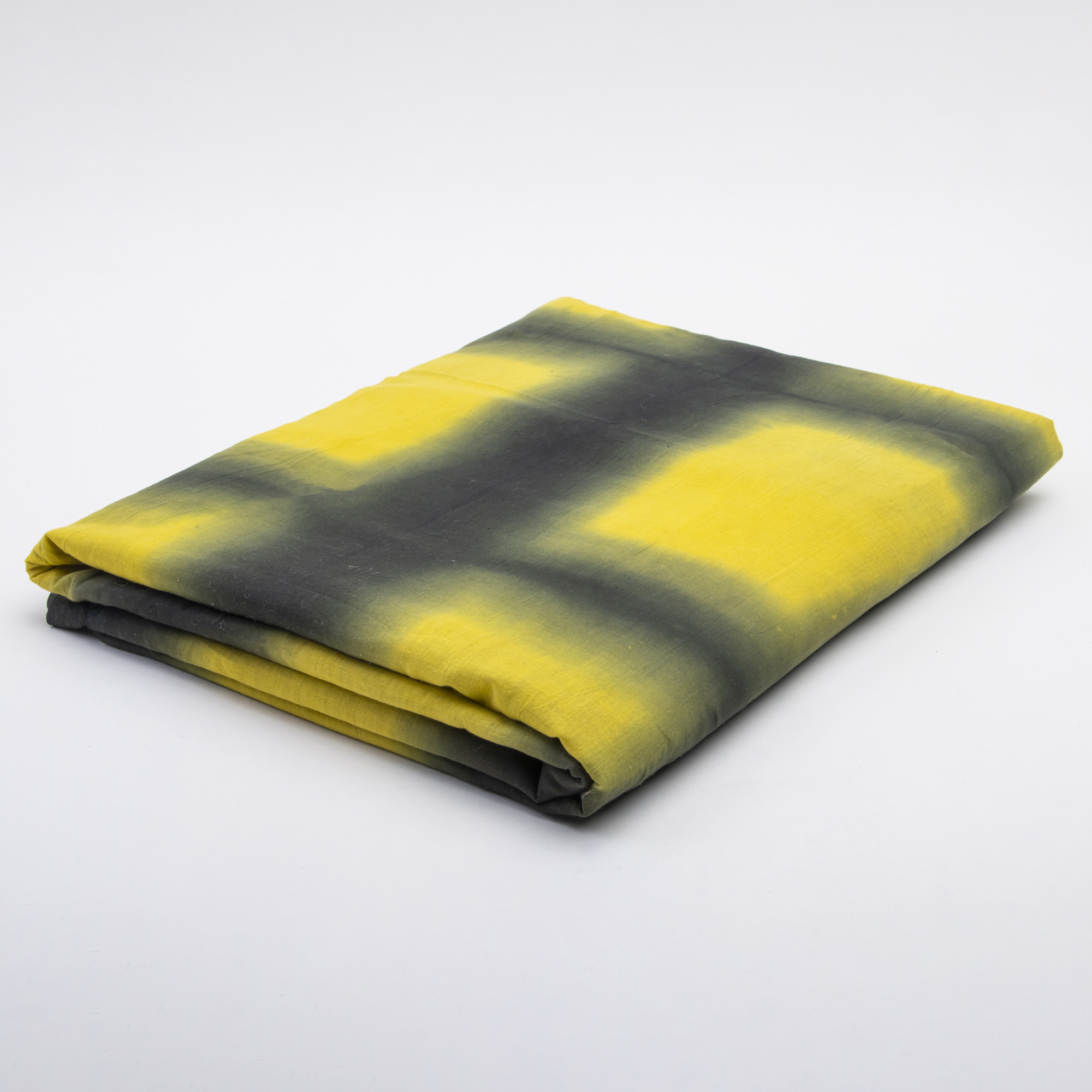 Yellow And Black Tie And Dye Cotton Fabric