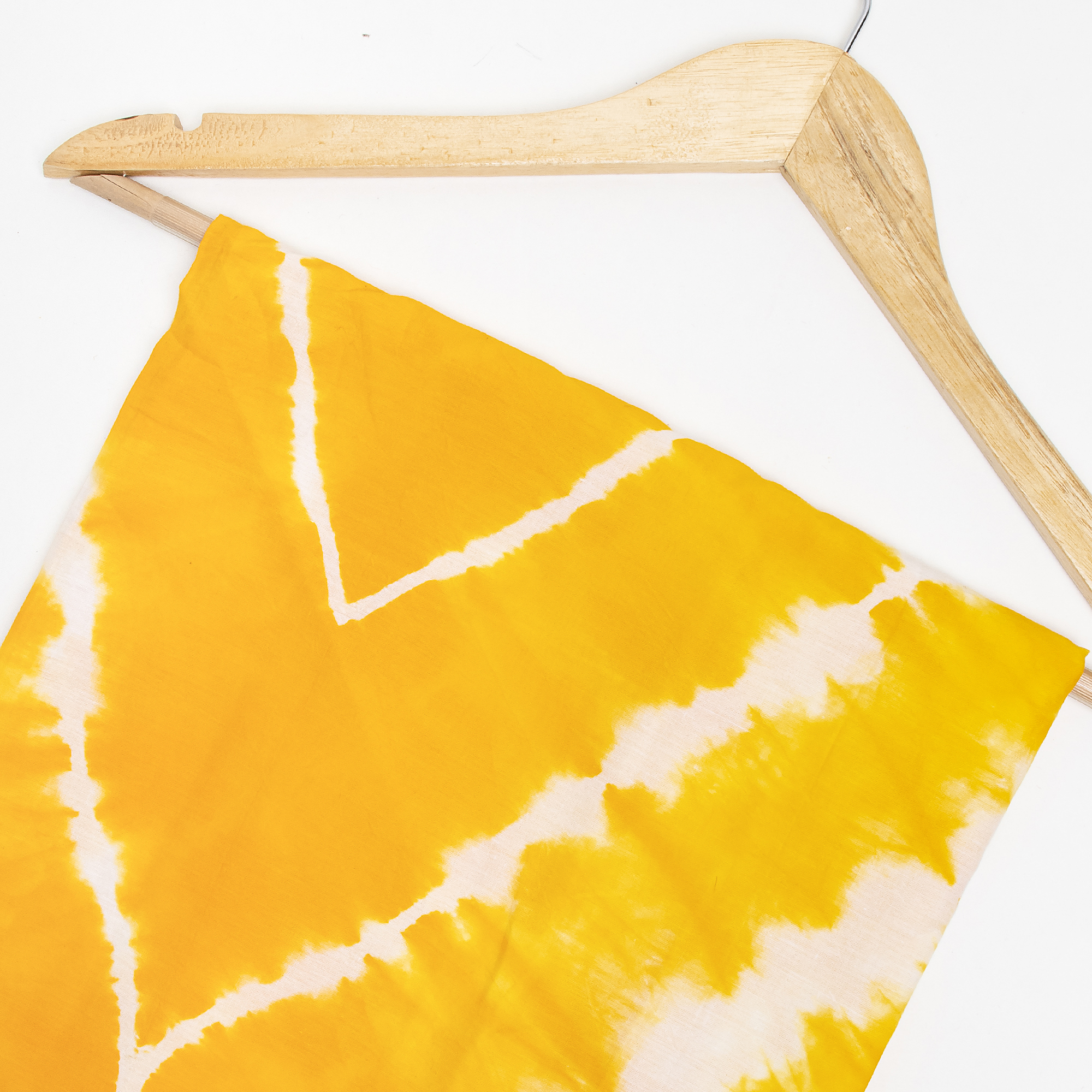 Tie And Dye Cotton Fabric In White And Dark Yellow