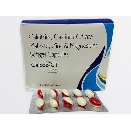 Calcoz Ct कैल्शियम सॉफ्टगेल साइट्रेट मैलेट जिंक मैग्नीशियम कैल्सीट्रियोल सामान्य दवाएं