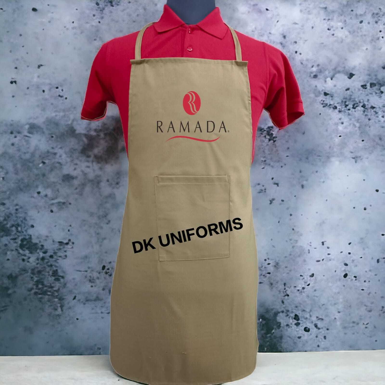 Hotel Chef Aprons - Cotton, Free Size, Khaki Colour, One Pocket | Machine Washable, Unisex Design, High-quality Fabric, Plain Style