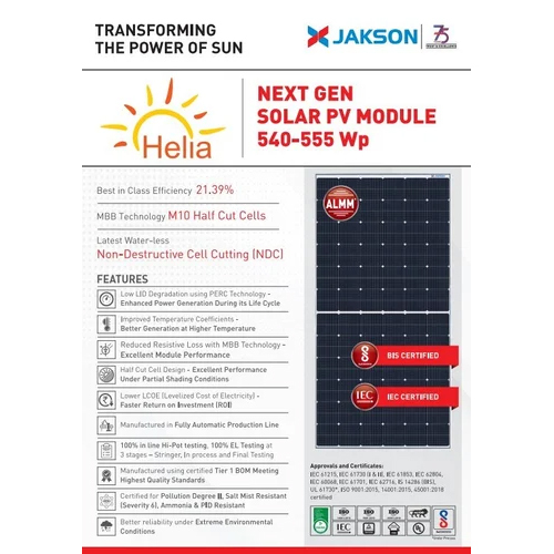 Monocrystalline Silicon Jackson Next Gen 550wp Solar Panel