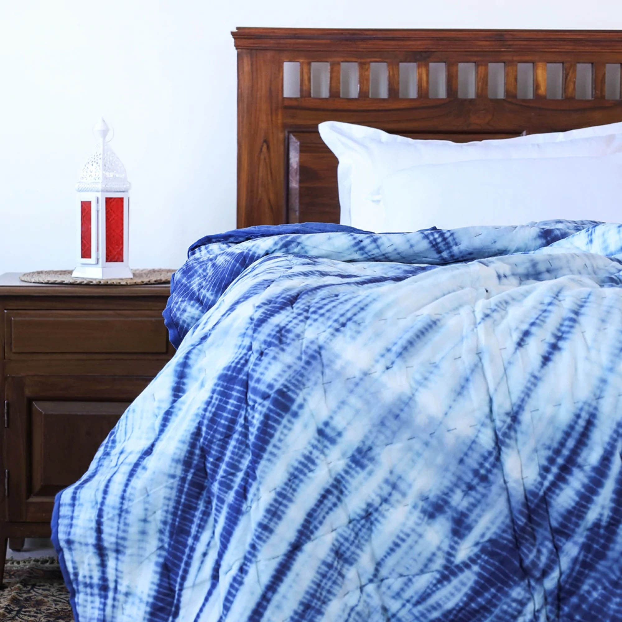 Tie And Dye Cotton Double Bed Jaipuri Razai - Size: Full