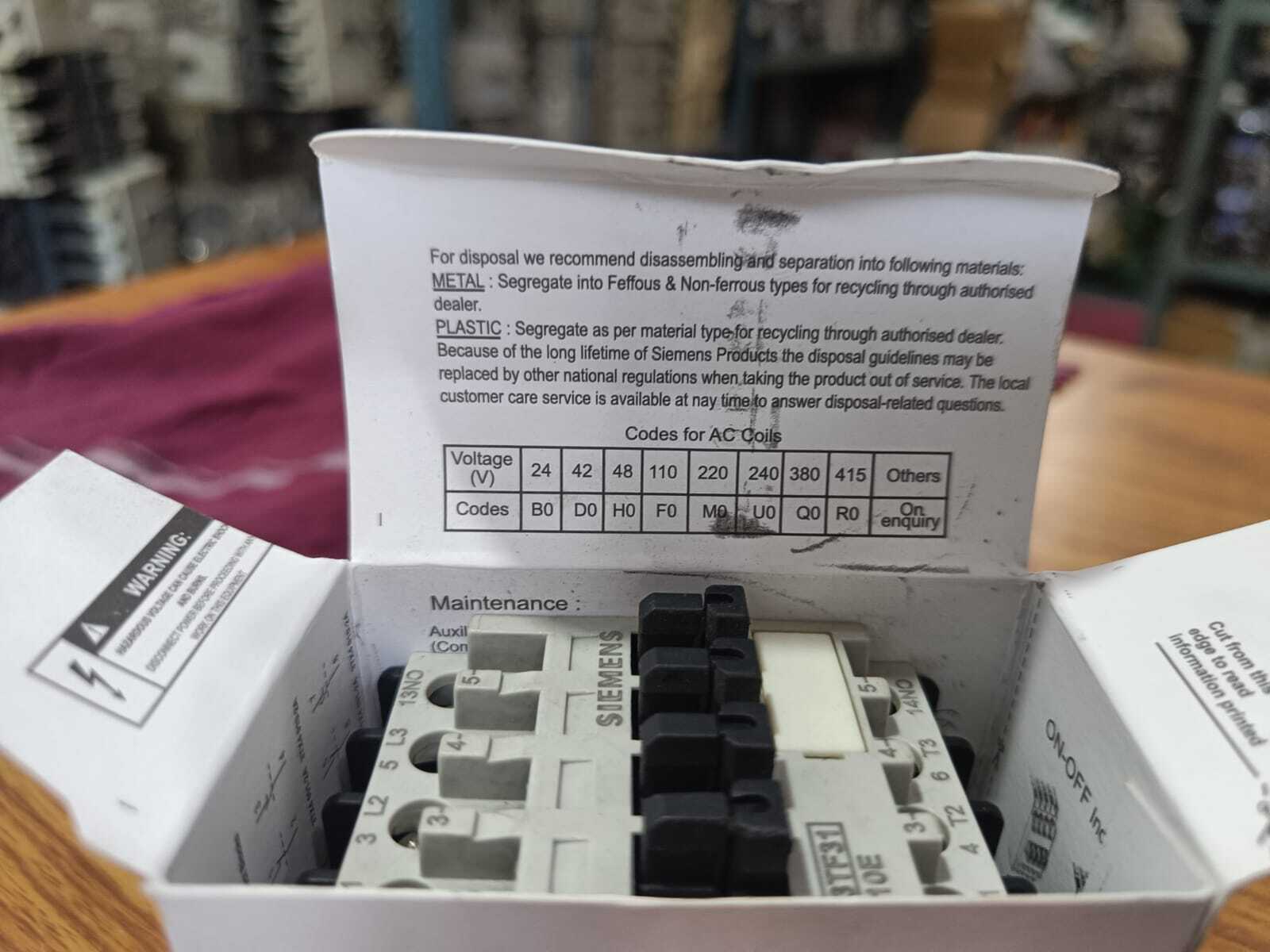 Siemens 3tf31 Contactor - Application: Electrical