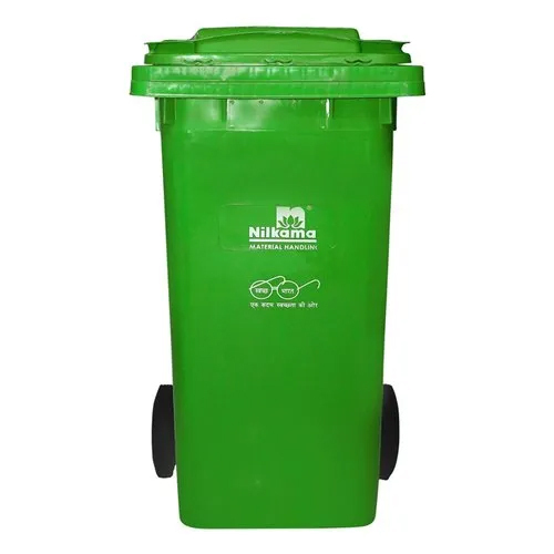 Green 120 Liter Nilkamal Wheeled Plastic Dustbin
