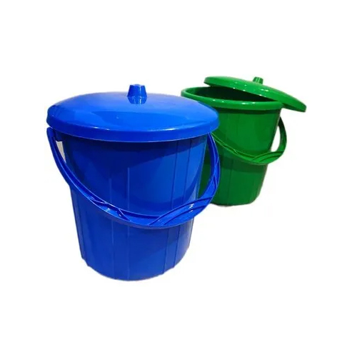 Blue And Green Plastic Dustbin Bucket