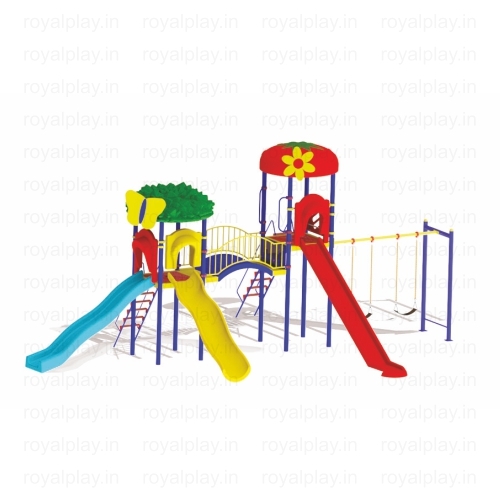 Multi Activity Play Station With Spiral Slide 01 - Material: Frp